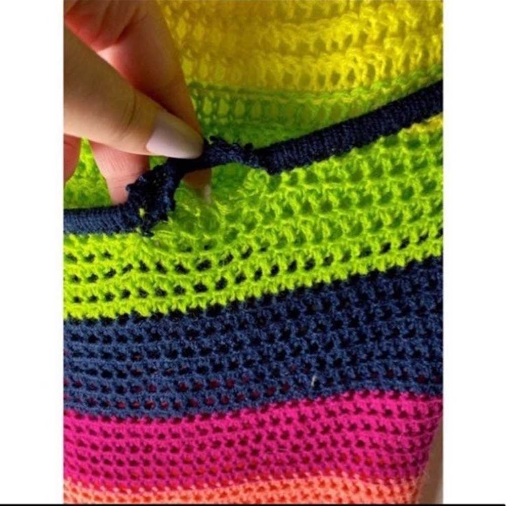 Handmade Multi Color Stripe Crochet Halter Neck M… - image 4