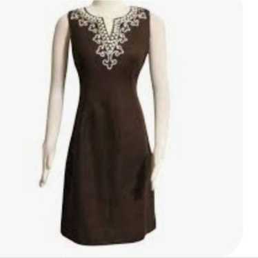 Talbots Brown Linen Sleeveless Dress Sz 4
