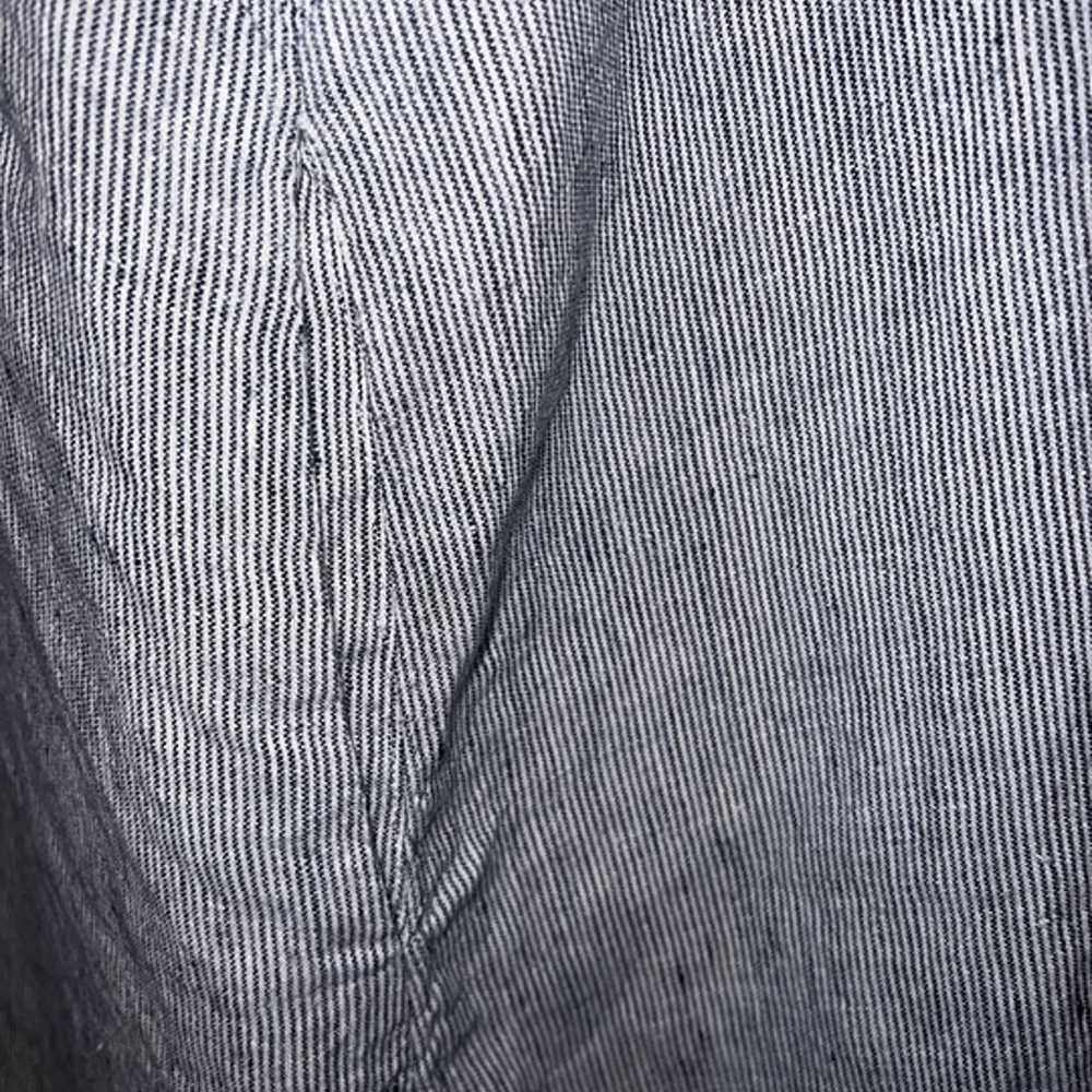 FLAX Linen Dress Size M Medium Blue Striped Short… - image 3