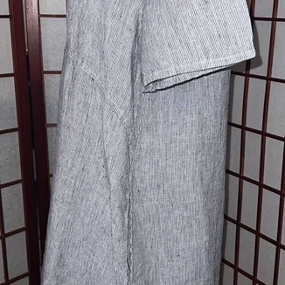 FLAX Linen Dress Size M Medium Blue Striped Short… - image 5