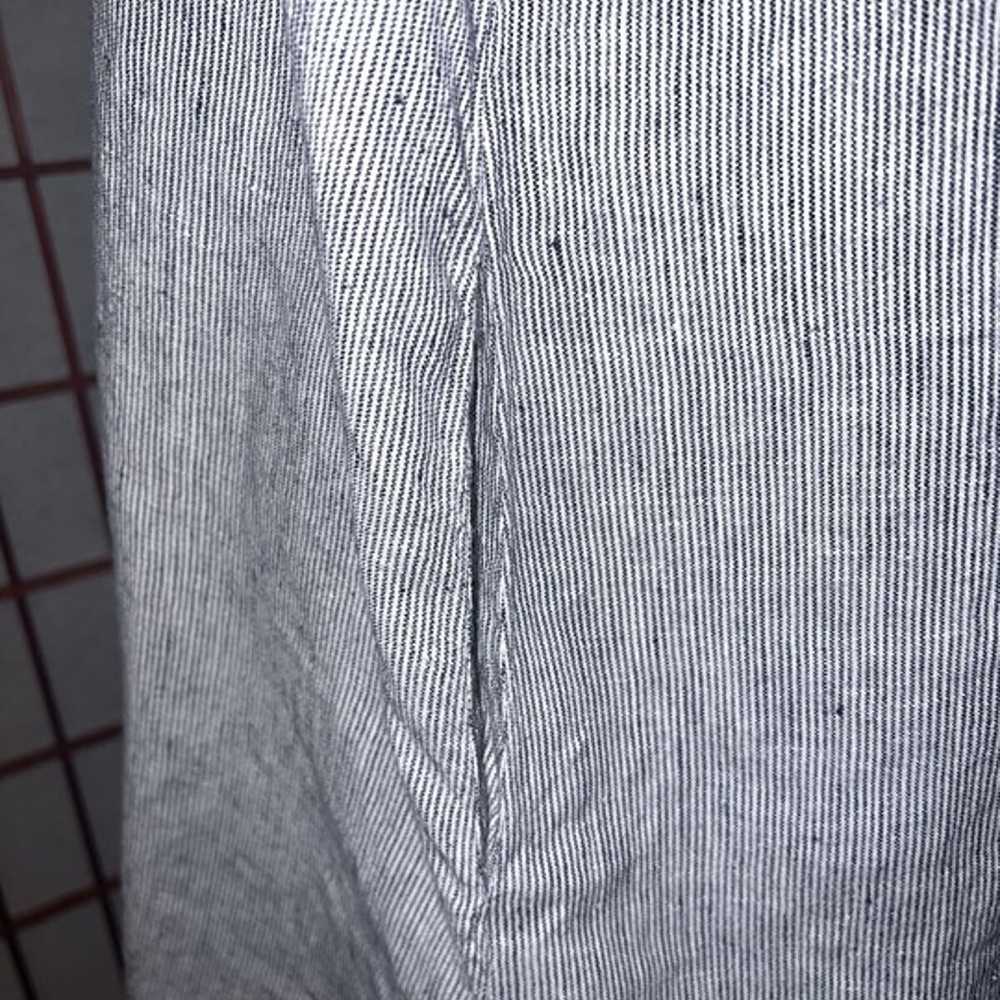 FLAX Linen Dress Size M Medium Blue Striped Short… - image 6