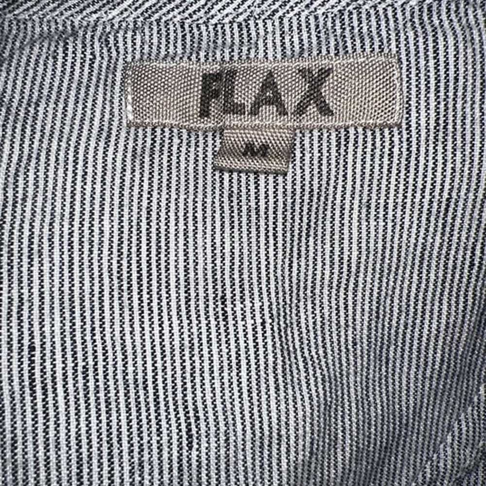 FLAX Linen Dress Size M Medium Blue Striped Short… - image 8