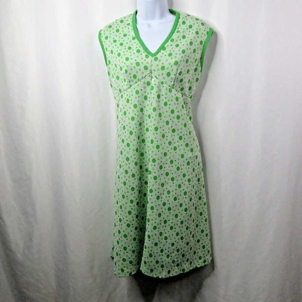 Vintage Green White Polka Dot Dress early 1960s S… - image 1