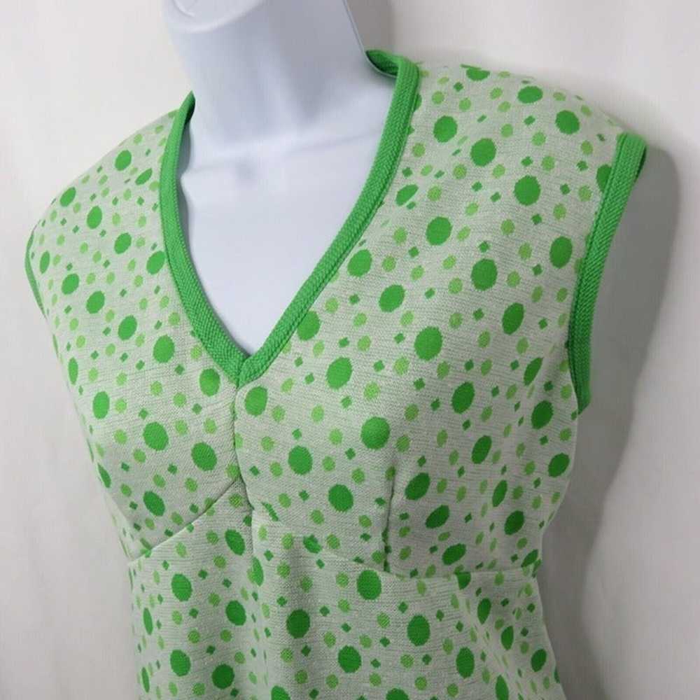 Vintage Green White Polka Dot Dress early 1960s S… - image 2