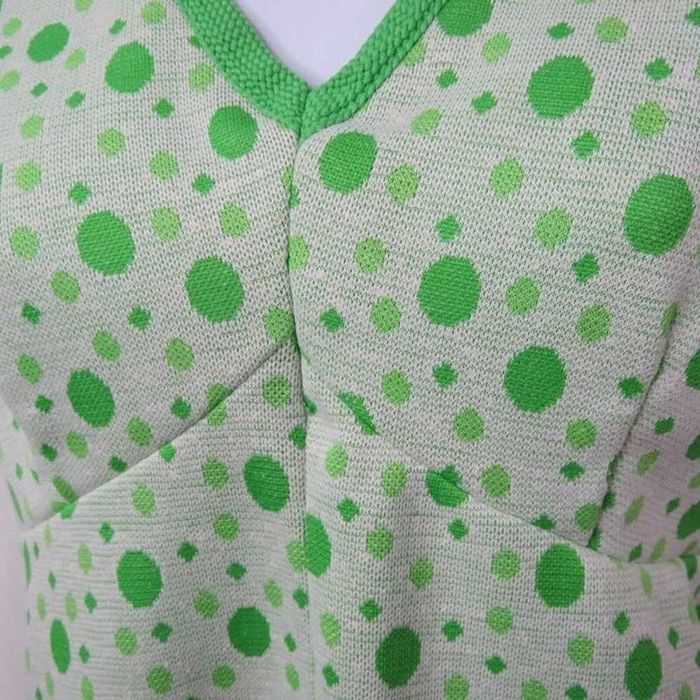 Vintage Green White Polka Dot Dress early 1960s S… - image 4