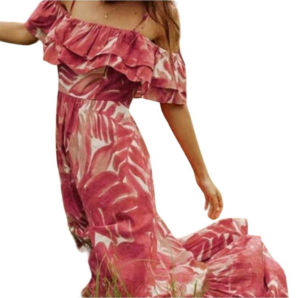 Zara Tropical Floral Cotton Off Shoulder Midi Dre… - image 2