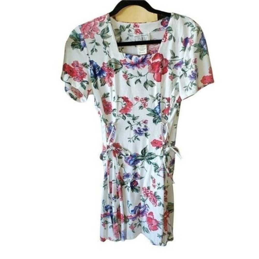 90s Womens Sz Small White Floral Dress - image 1