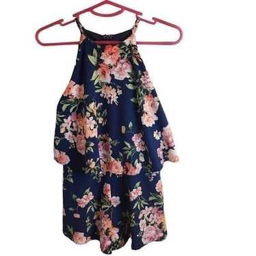Lulus Womens Navy Blue The Garden Floral High Nec… - image 1