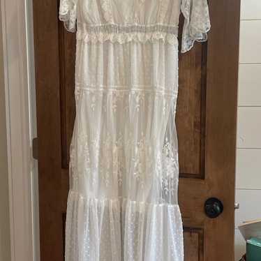 White lace Embroidered Boho Boutique Dress