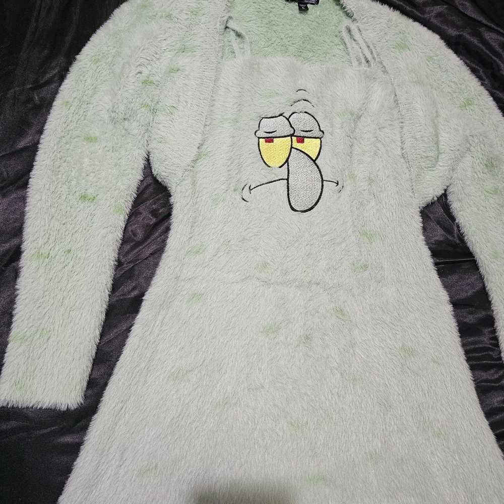 Faux fur squidward dress with cardigan - image 1