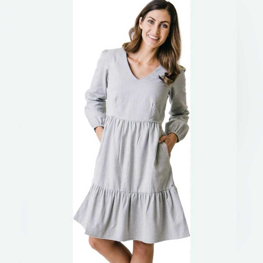 Hope & Henry Long Sleeve Tiered Dress Gray Size 14 - image 1