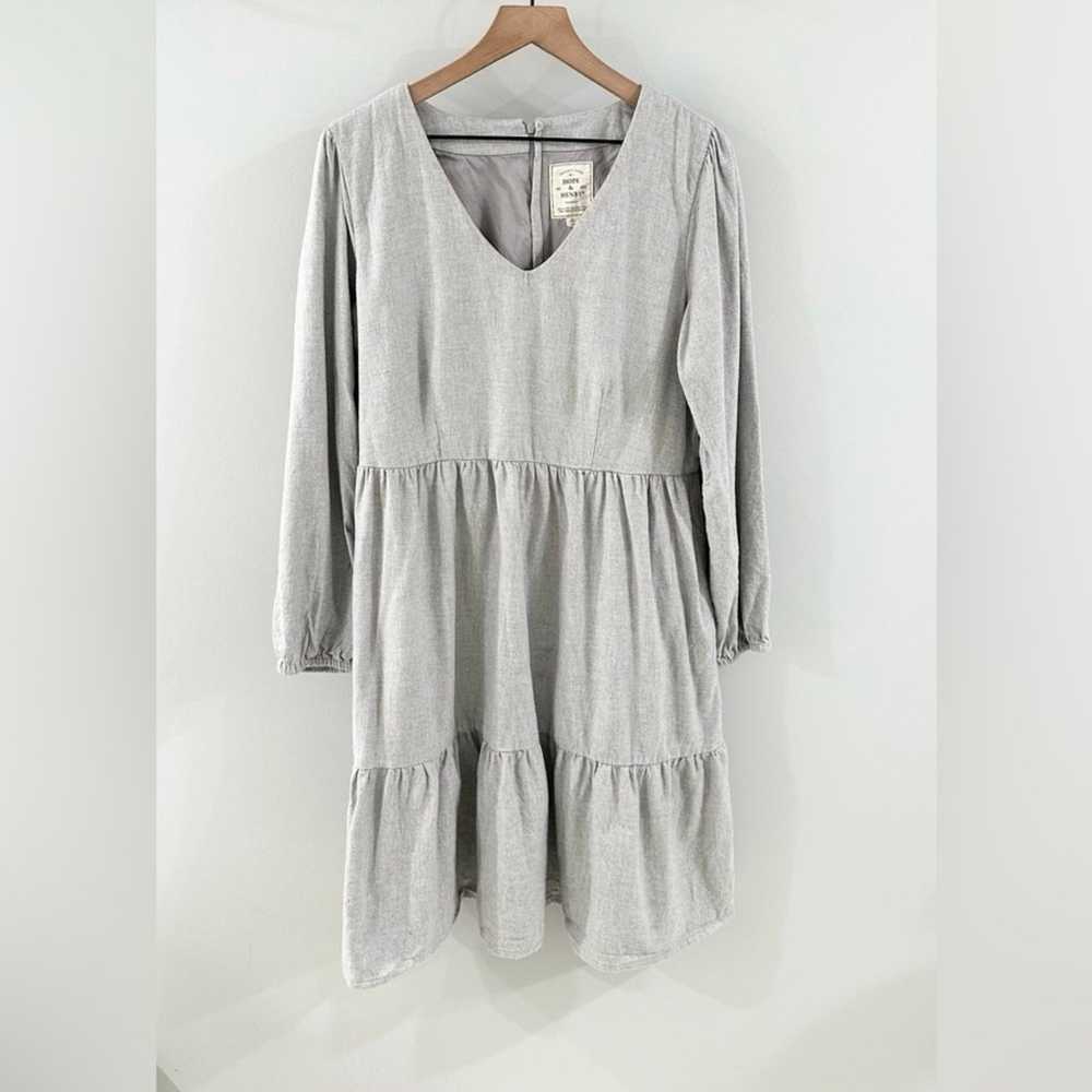 Hope & Henry Long Sleeve Tiered Dress Gray Size 14 - image 2