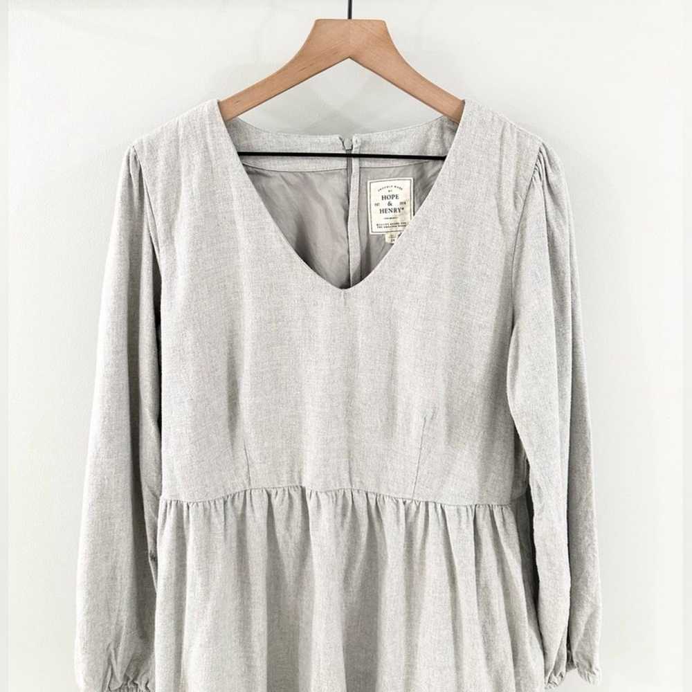 Hope & Henry Long Sleeve Tiered Dress Gray Size 14 - image 3