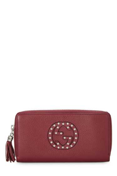 Burgundy Leather Studded Soho Continental Wallet