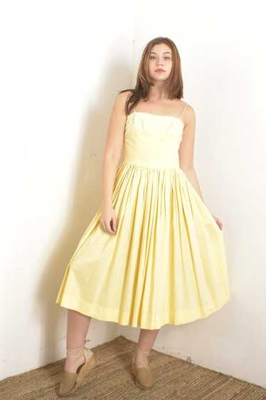 1950s Yellow Cotton Sundress–medium