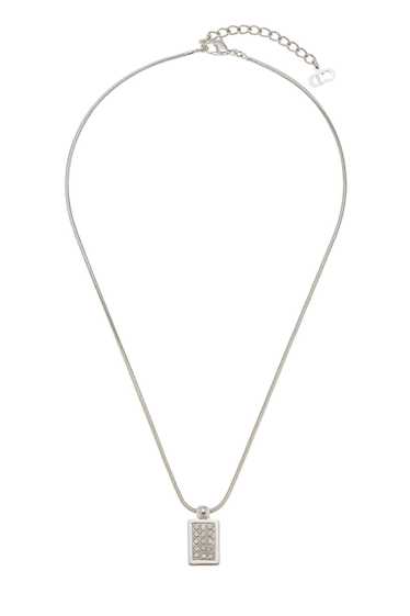 Silver & Crystal Dior Logo Bar Necklace