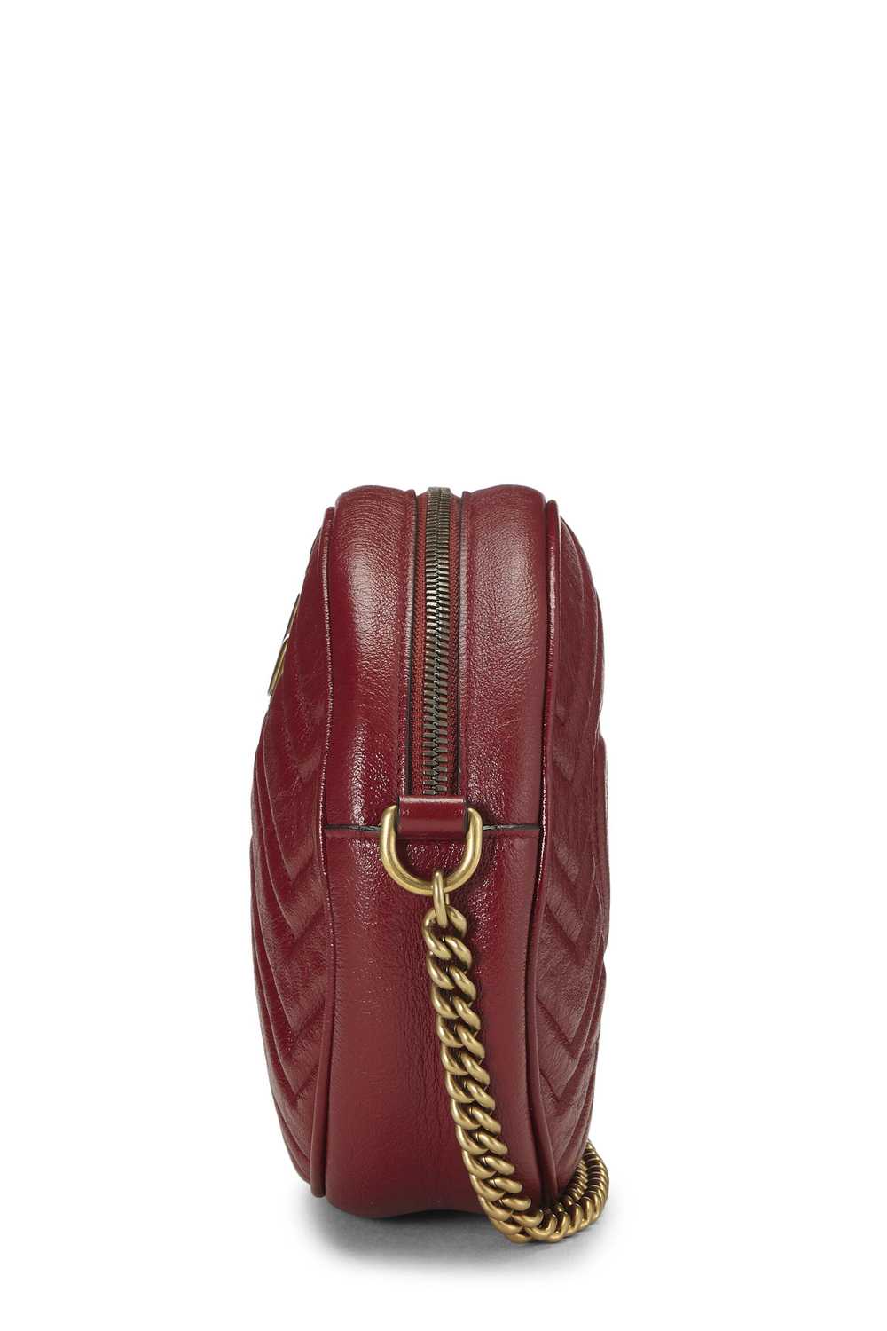 Red Leather GG Marmont Round Shoulder Bag Mini - image 3