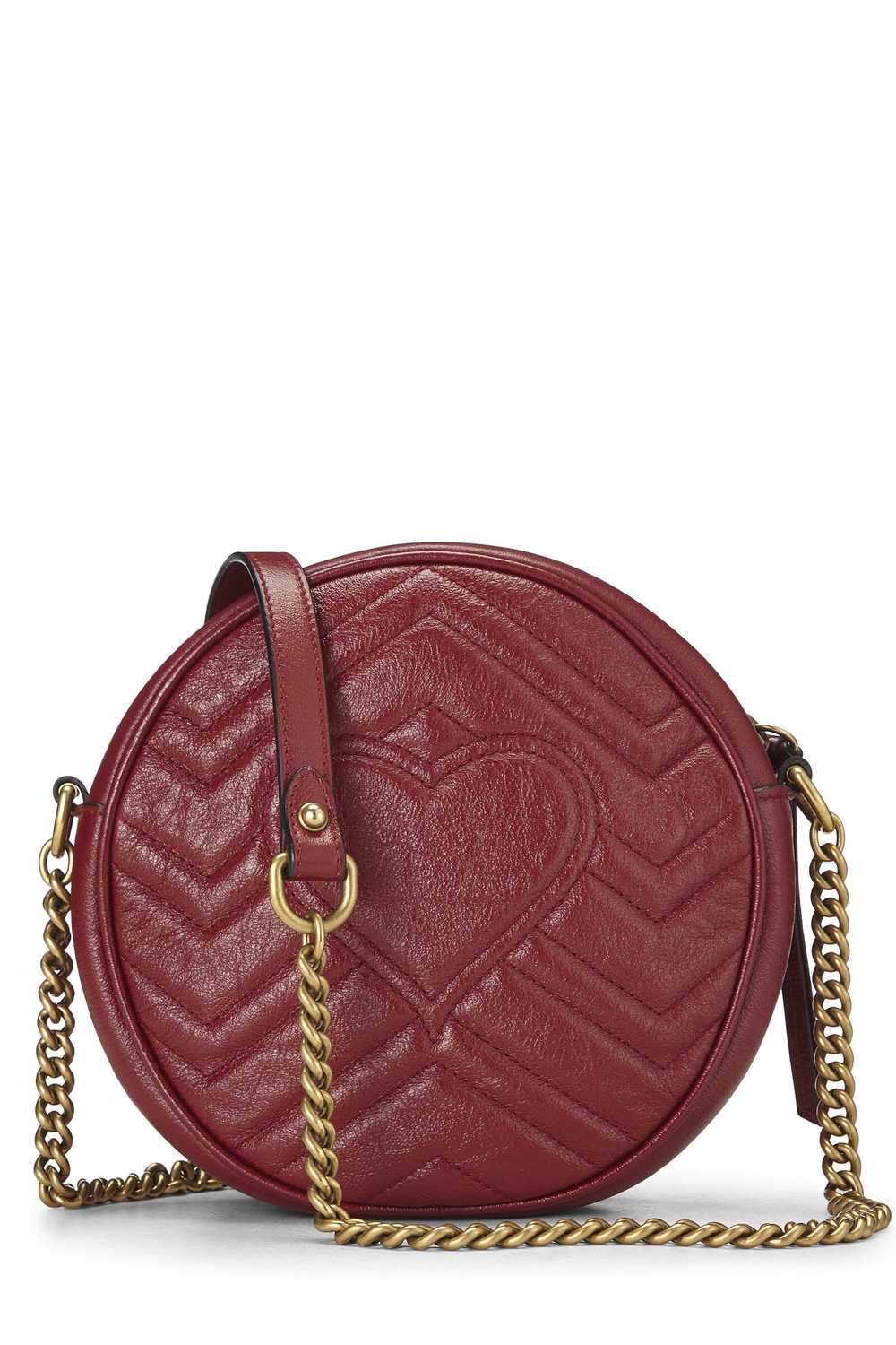 Red Leather GG Marmont Round Shoulder Bag Mini - image 4