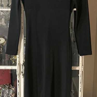 Vintage - 1960s Black Boat Neck High Waist Long S… - image 1