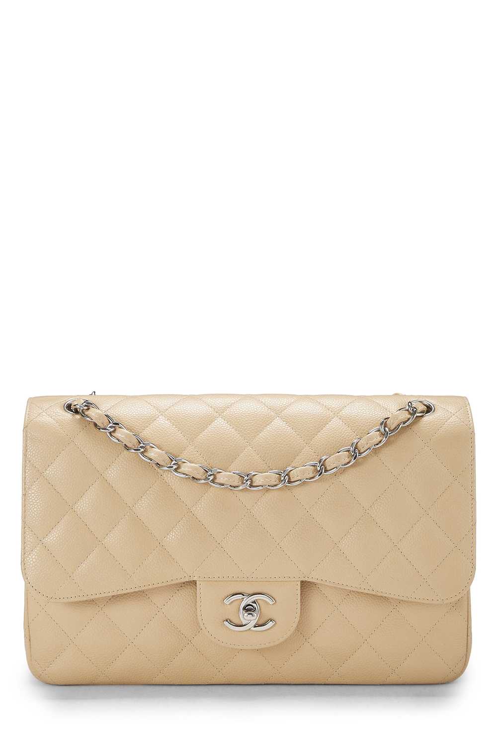 Beige Quilted Caviar New Classic Double Flap Jumbo - image 1