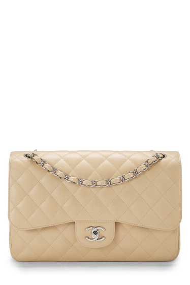 Beige Quilted Caviar New Classic Double Flap Jumbo - image 1