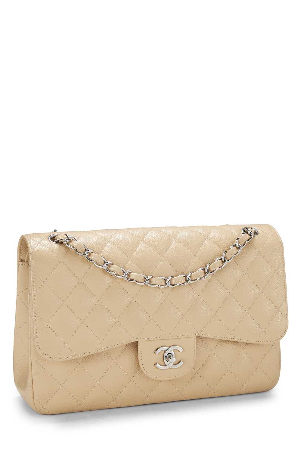 Beige Quilted Caviar New Classic Double Flap Jumbo - image 2