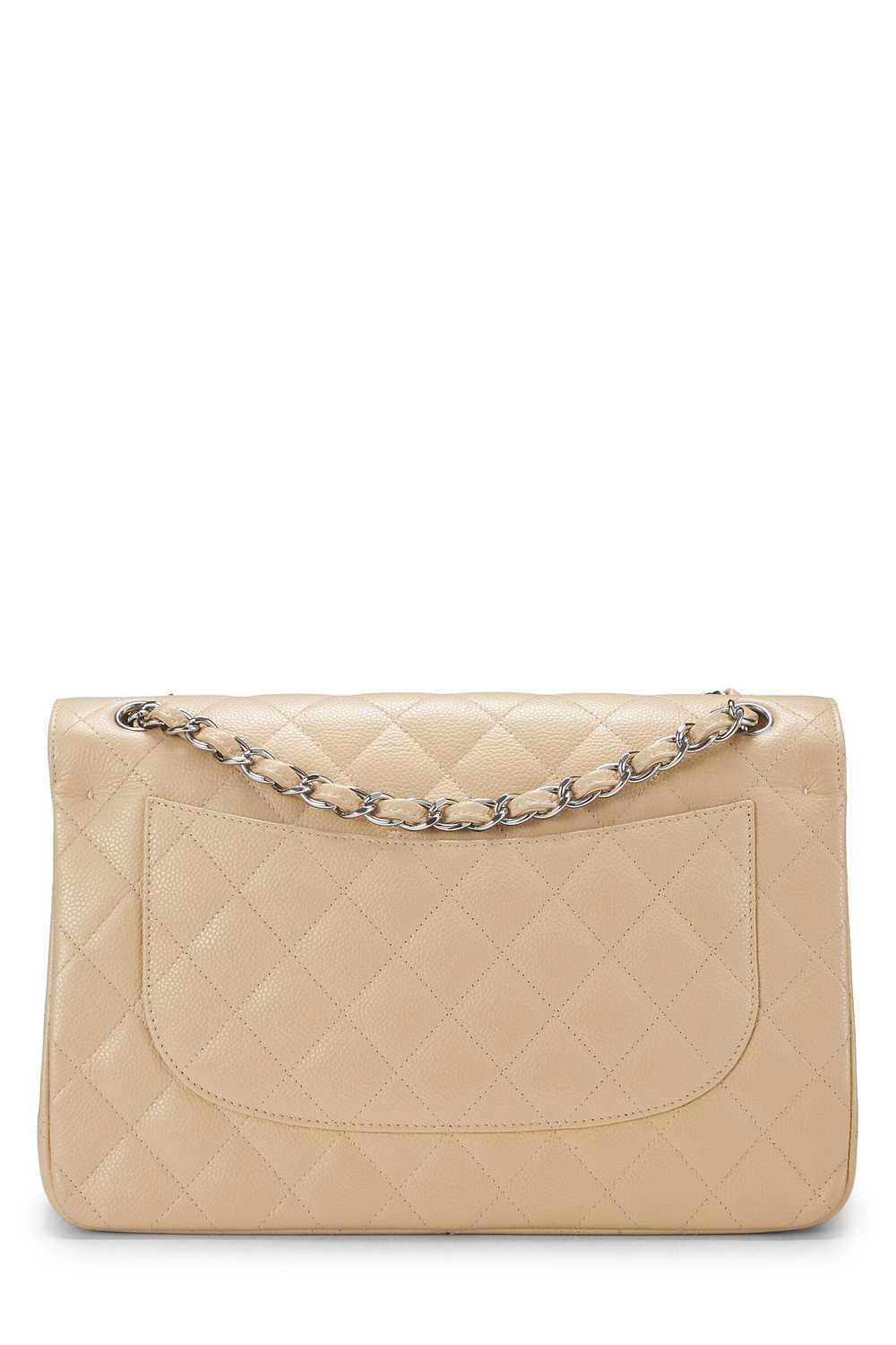 Beige Quilted Caviar New Classic Double Flap Jumbo - image 4