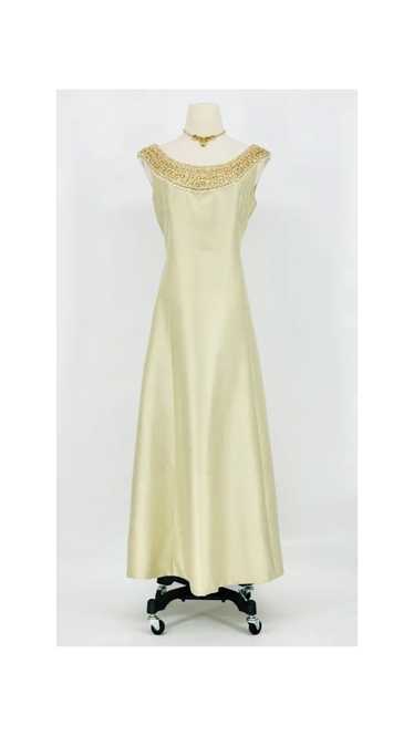 1960 Malcolm Starr Champagne Silk Shantung Beaded/