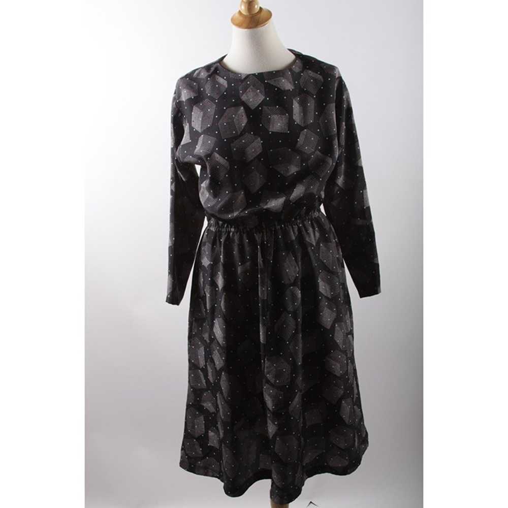 Long Dress, Homemade, Black, Gray, Geometric Patt… - image 1
