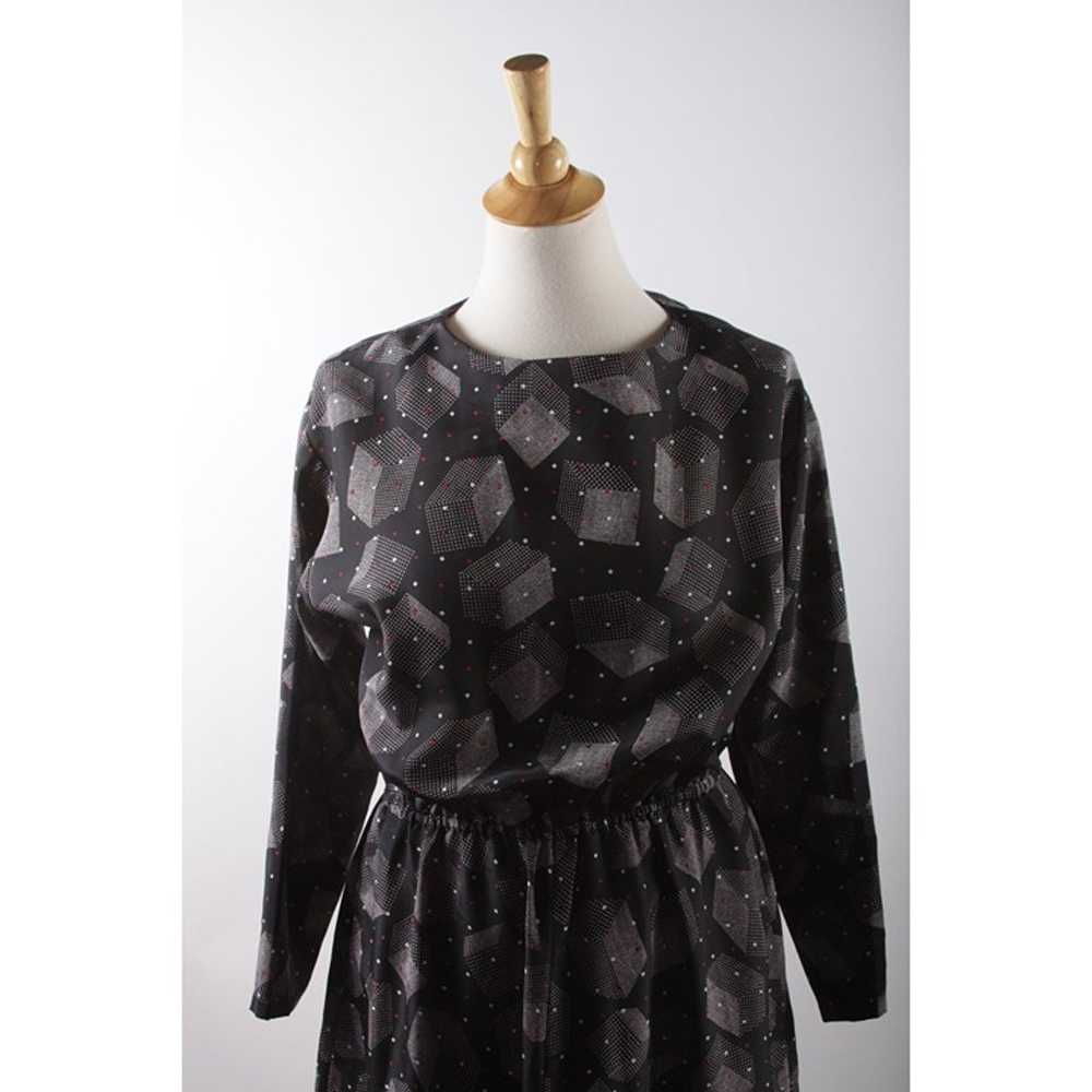 Long Dress, Homemade, Black, Gray, Geometric Patt… - image 2