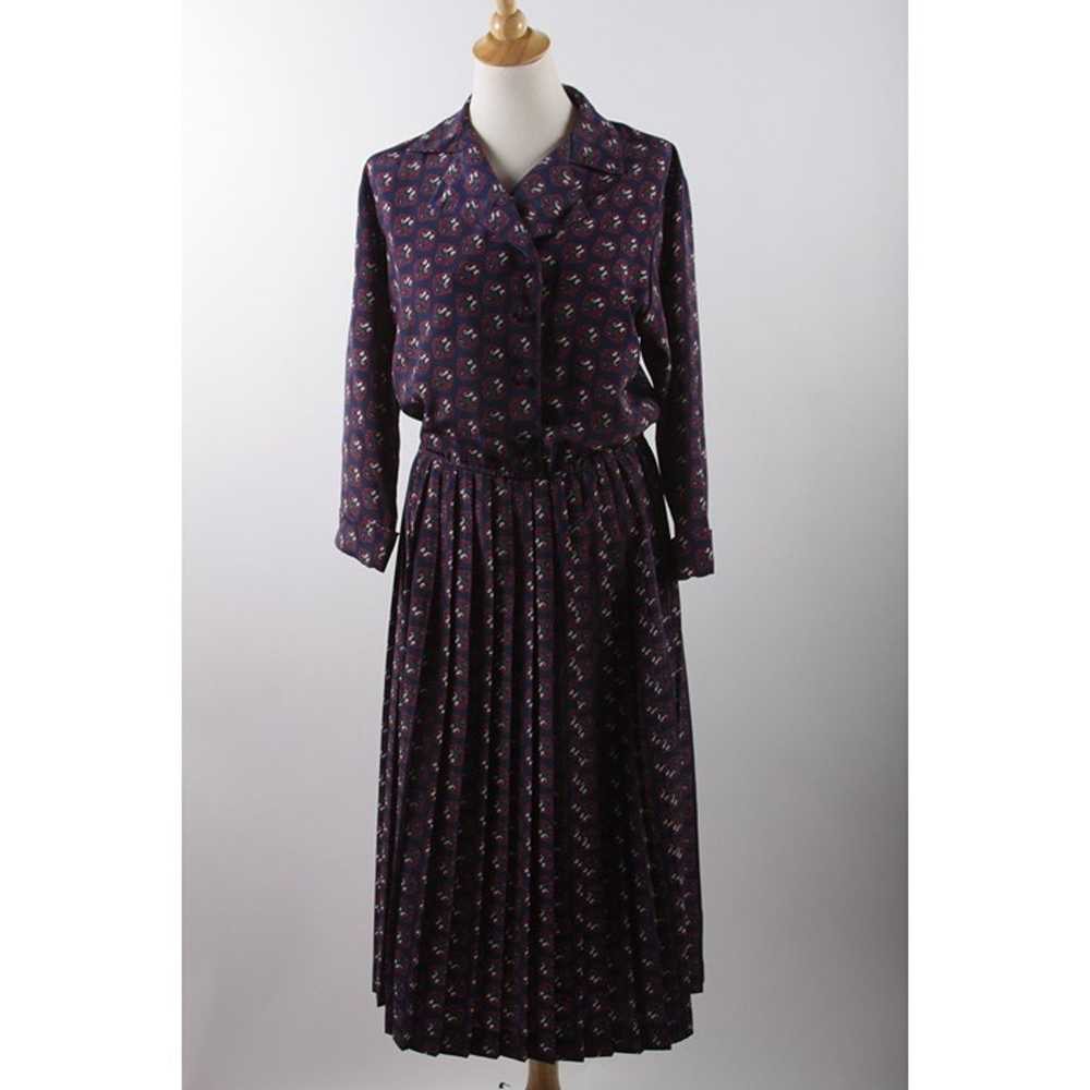 Dress, Purple, Dotted Patterns, Long Sleeves, Ope… - image 1