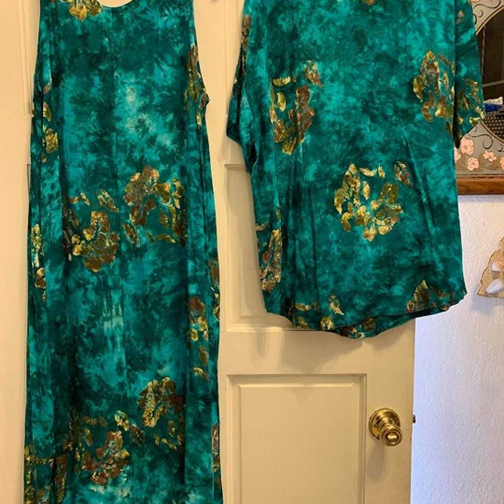 EUC Young Fashion Turquoise Floral 2 Piece Dress … - image 2