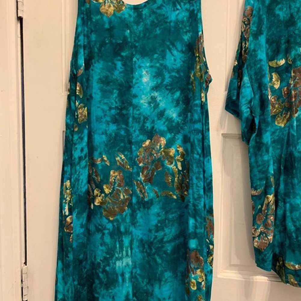 EUC Young Fashion Turquoise Floral 2 Piece Dress … - image 5