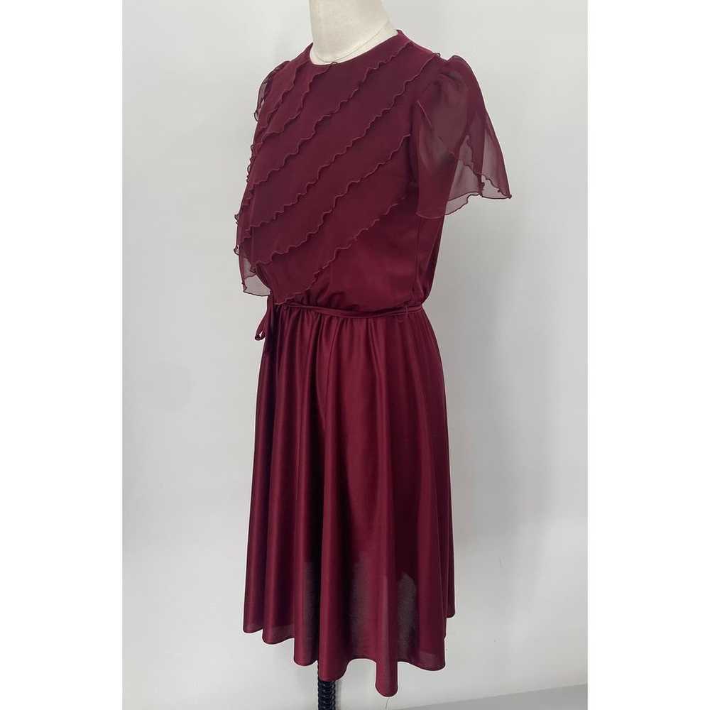 Vintage 70s Ruffled Mini Dress Flutter Sleeve Tie… - image 4