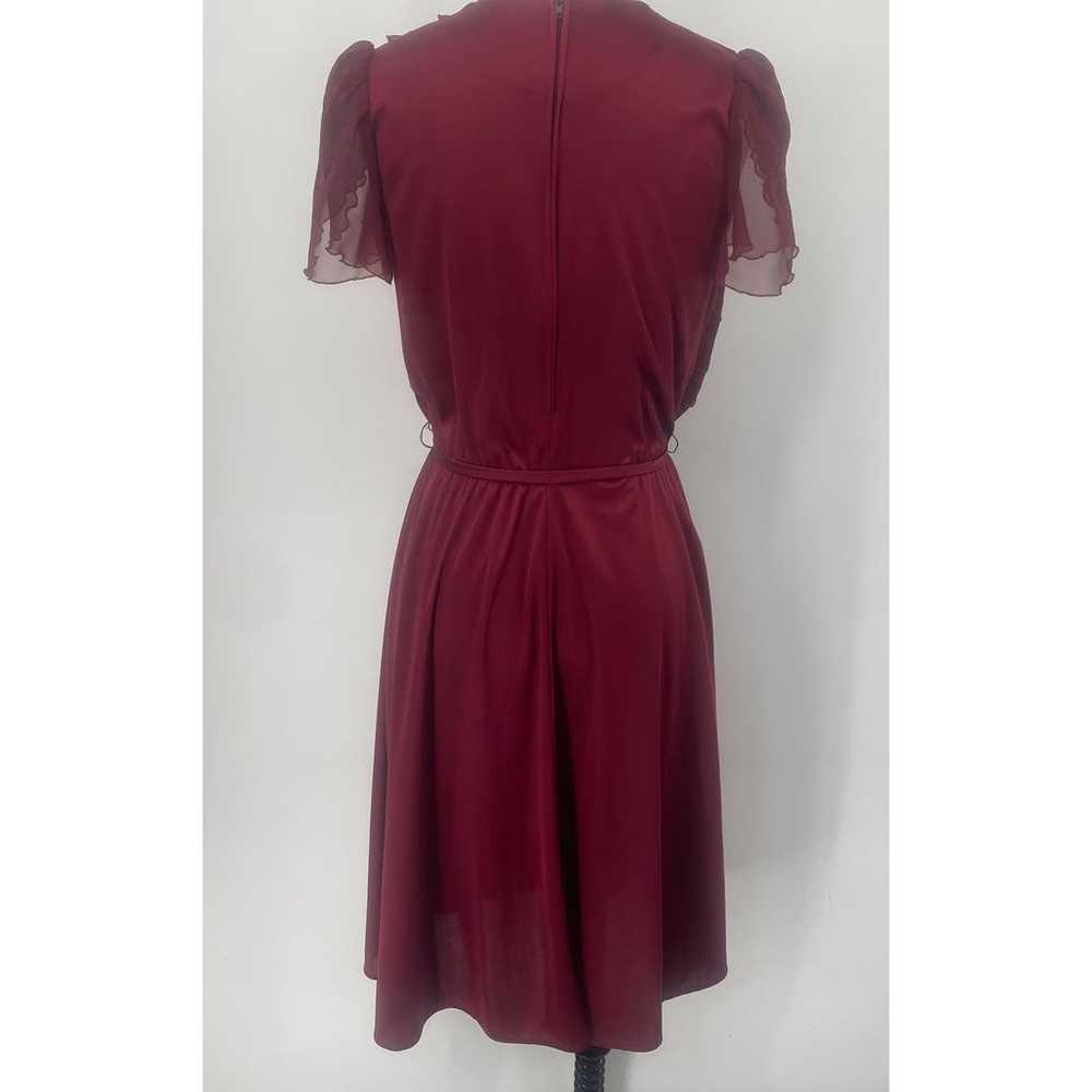 Vintage 70s Ruffled Mini Dress Flutter Sleeve Tie… - image 6