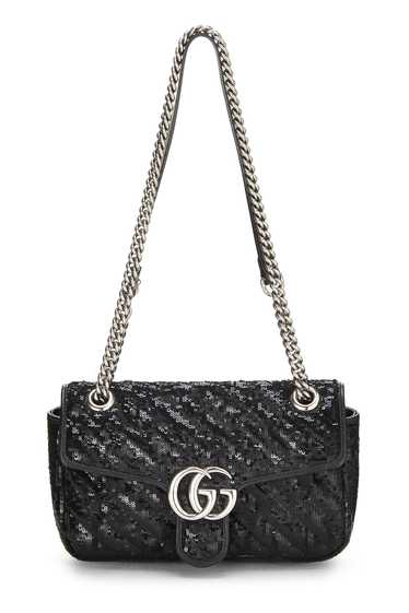 Black Sequin GG Marmont Shoulder Bag Small