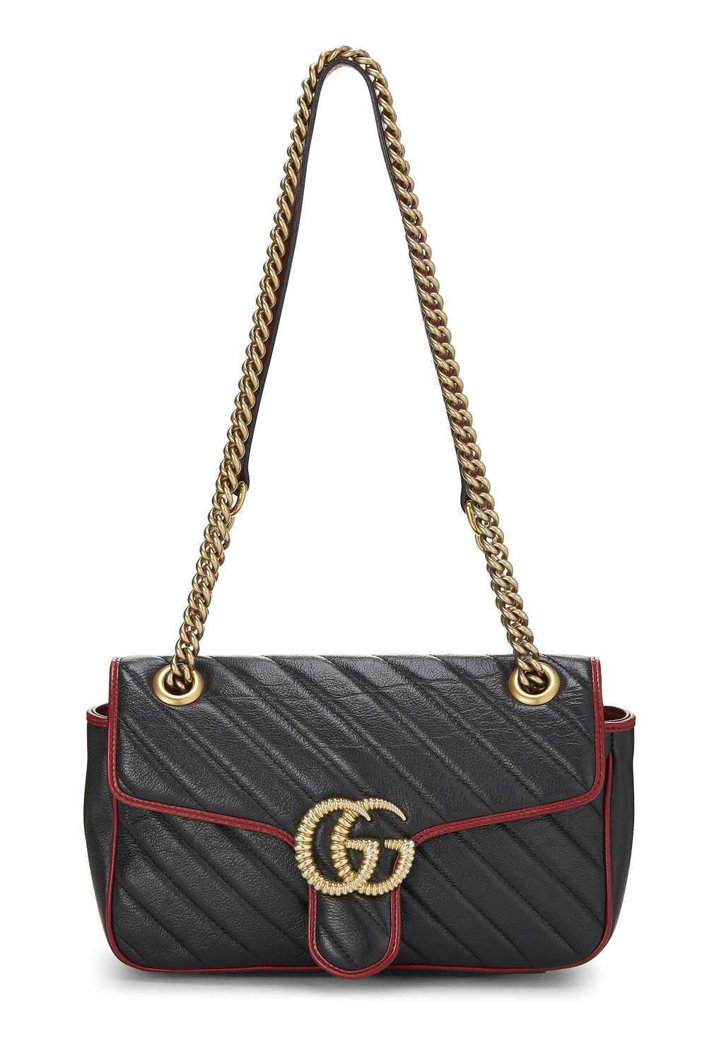 Black Leather Torchon GG Marmont Shoulder Bag Sma… - image 1