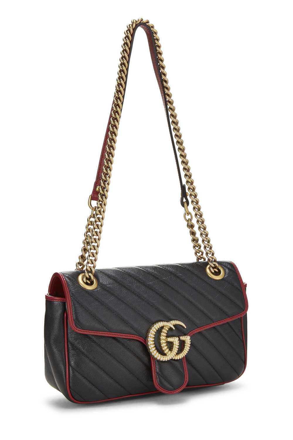 Black Leather Torchon GG Marmont Shoulder Bag Sma… - image 2