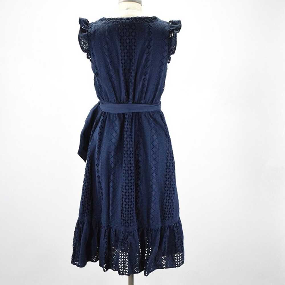 J.Crew Navy Blue Cotton Eyelet Lace Midi Wrap Dre… - image 7