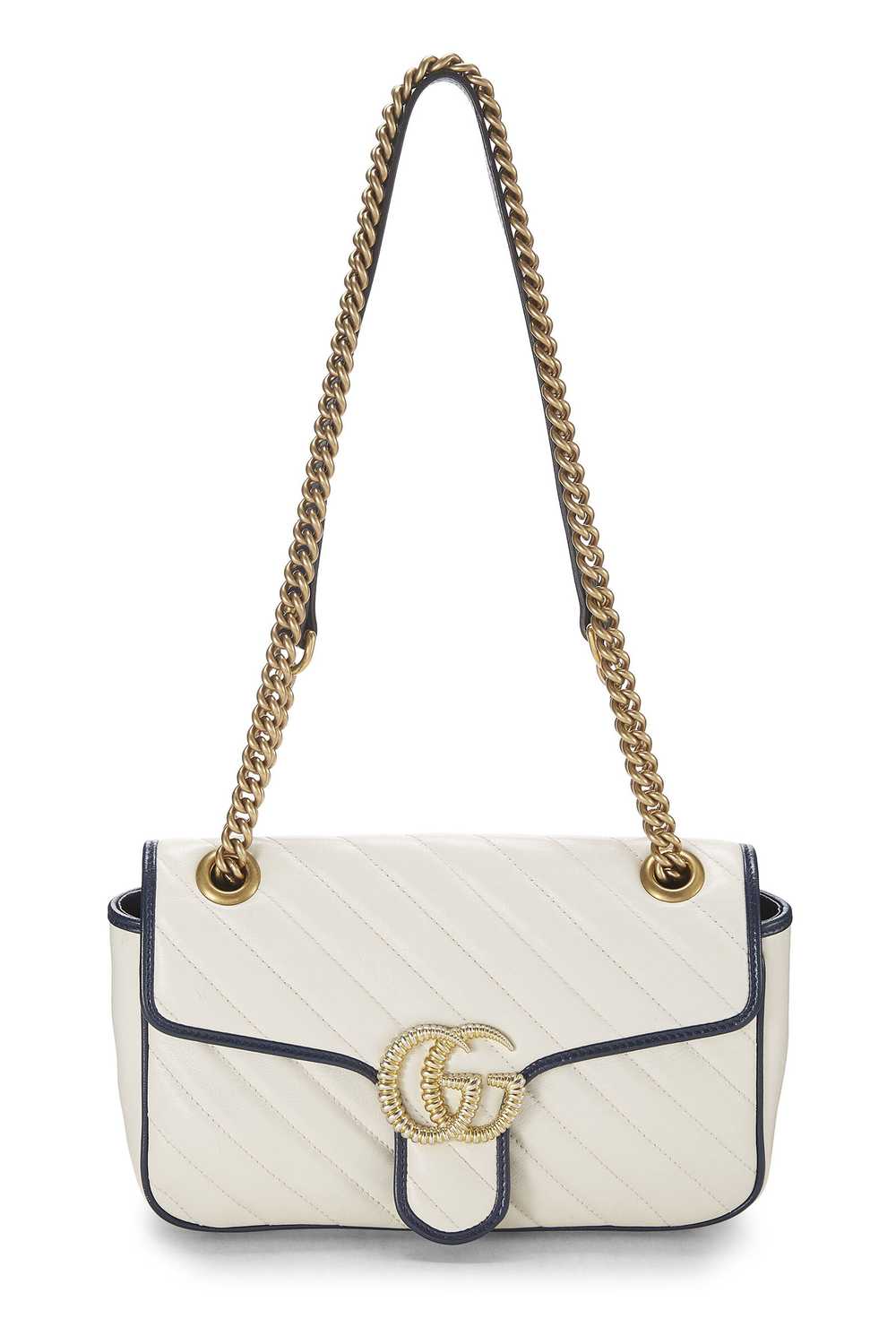 White Leather Torchon GG Marmont Shoulder Bag Sma… - image 1