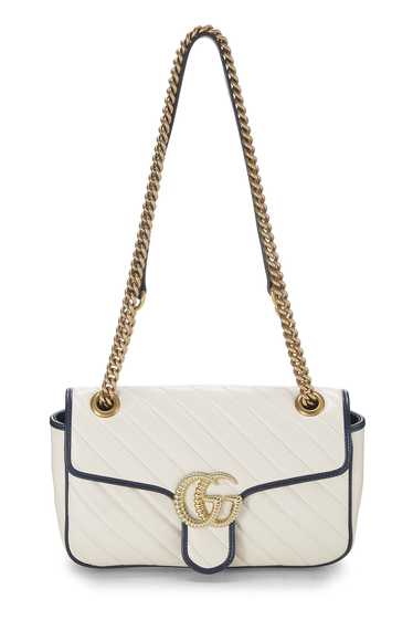 White Leather Torchon GG Marmont Shoulder Bag Smal