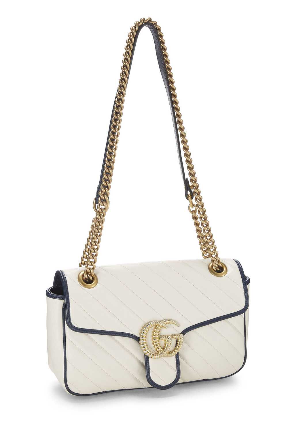 White Leather Torchon GG Marmont Shoulder Bag Sma… - image 2