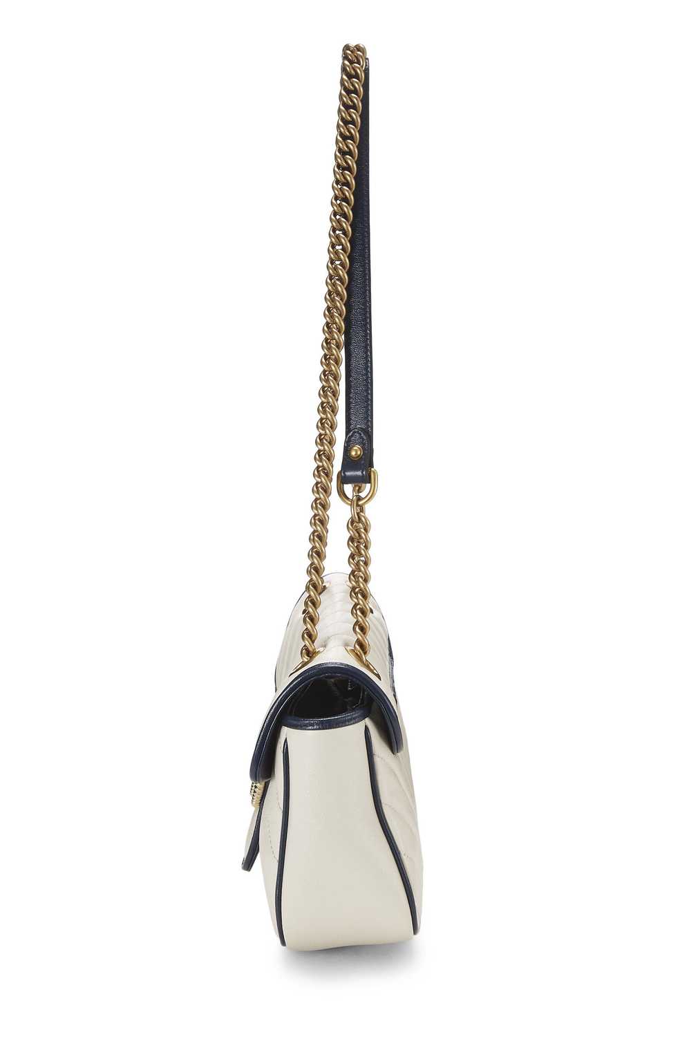 White Leather Torchon GG Marmont Shoulder Bag Sma… - image 3