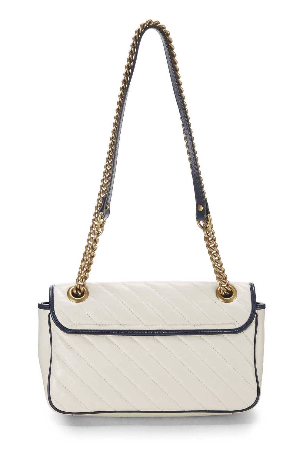 White Leather Torchon GG Marmont Shoulder Bag Sma… - image 4