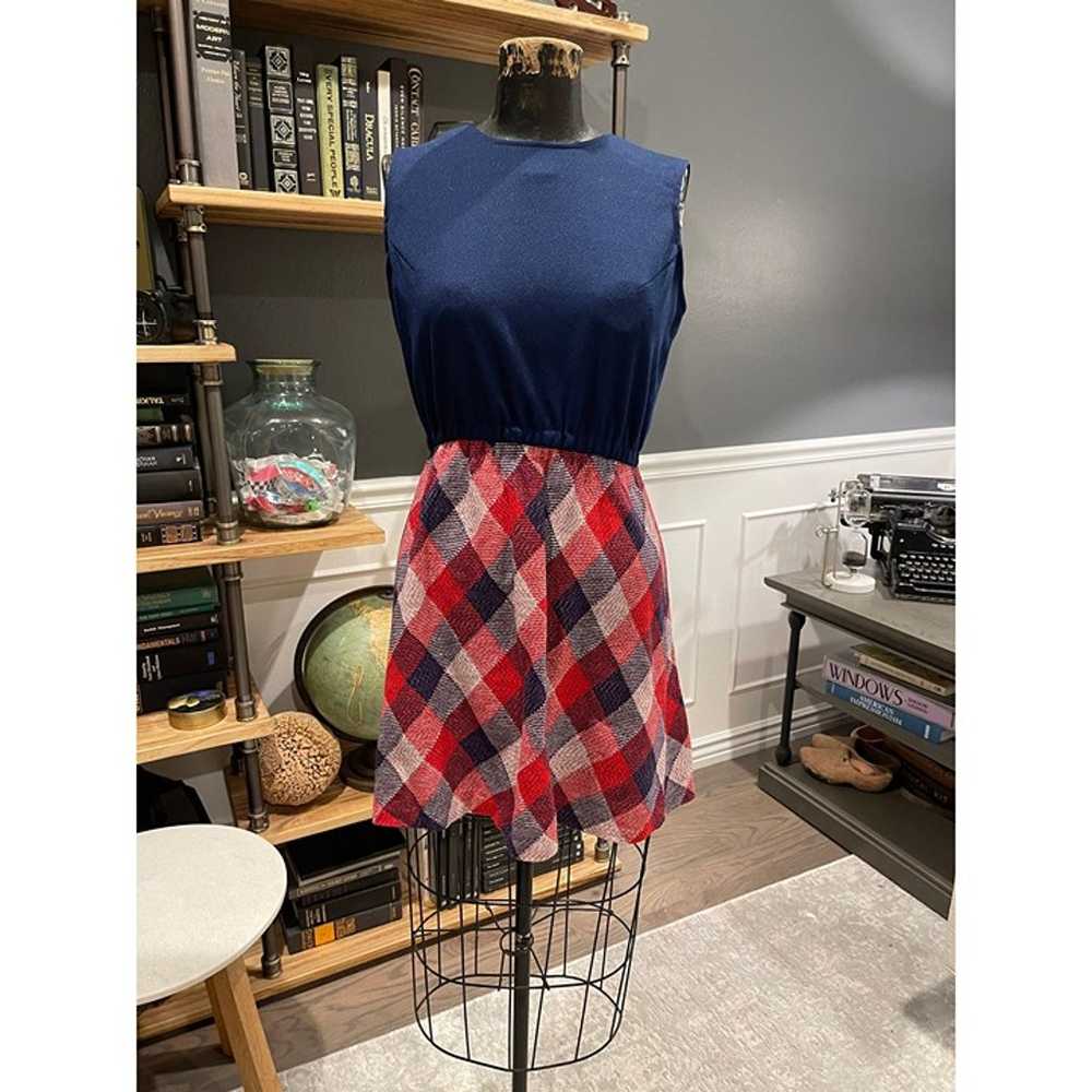 Blue Red, Dress, Fitted, Plaid Skirt, Sleeveless,… - image 1