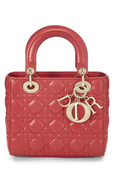 Red Cannage Quilted Lambskin Lady Dior Small