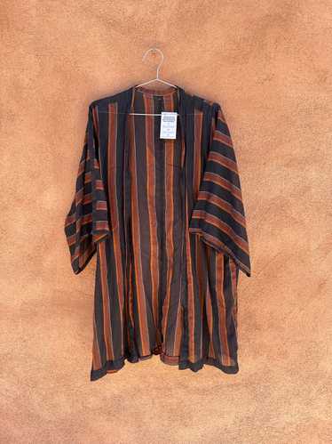 Sheer Black & Brown Stripe Summer Robe