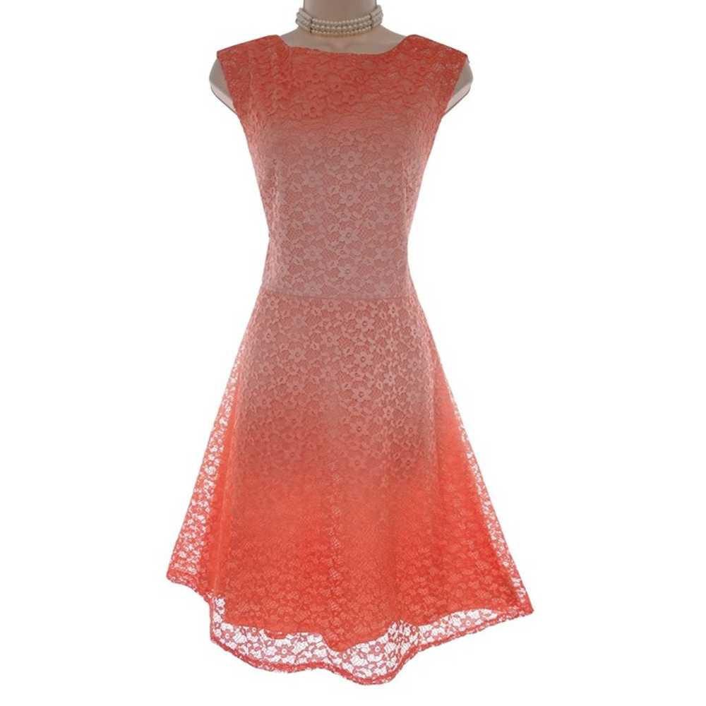 Size 14 CORAL OMBRÉ LACE FIT & FLARE DRESS Summer… - image 2