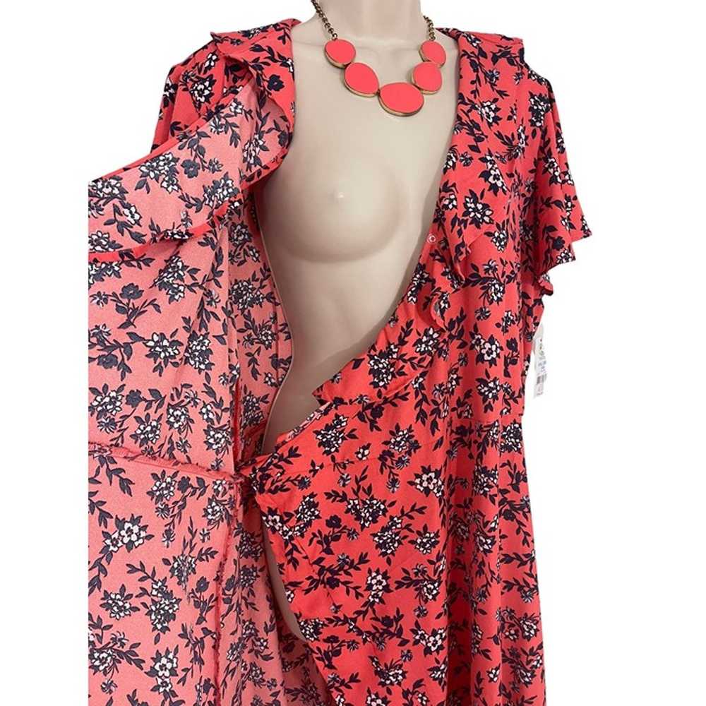 Size XXL 20 2X CORAL/NAVY FLORAL PRINT MIDI WRAP … - image 3