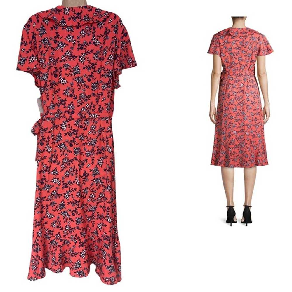 Size XXL 20 2X CORAL/NAVY FLORAL PRINT MIDI WRAP … - image 5